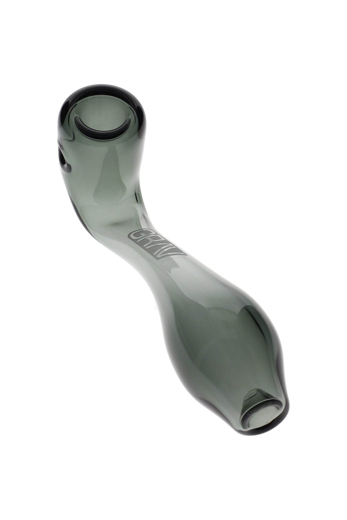 Smoke gray GRAV Classic Sherlock glass pipe perspective view with big capacity bowl and polished surface