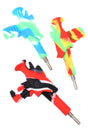 Trio of 6-inch silicone ray-gun dab straws—red/black, rainbow, and aqua swirl—displayed on white background with detachable metal tips.
