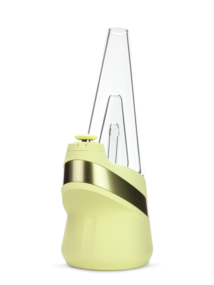 Puffco Peak Zest smart e-rig left side with Joystick Cap and tall water filtration glass