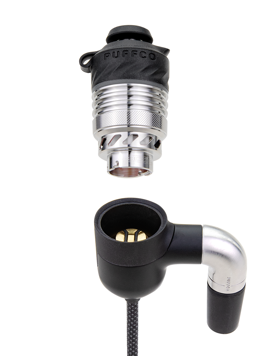 Peak Pro Link connector and Peak Pro base separated, exploded view showing how the adapter installs