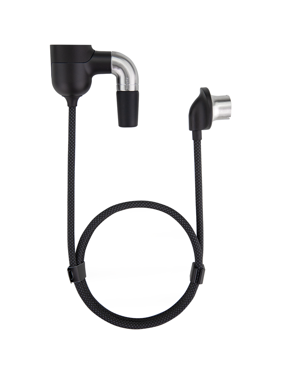 Peak Pro Link cable and banger-style connector close-up, 30-inch lead with secure plug end