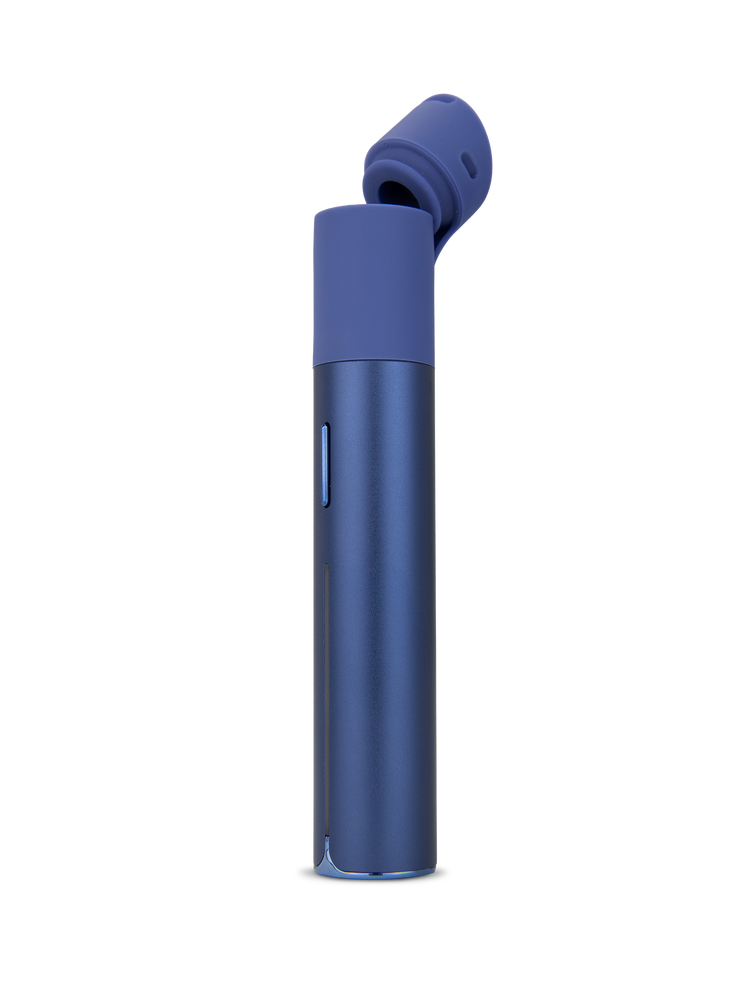 Puffco Pivot Sapphire wax pen open mouthpiece view showing chamber access and blue shell