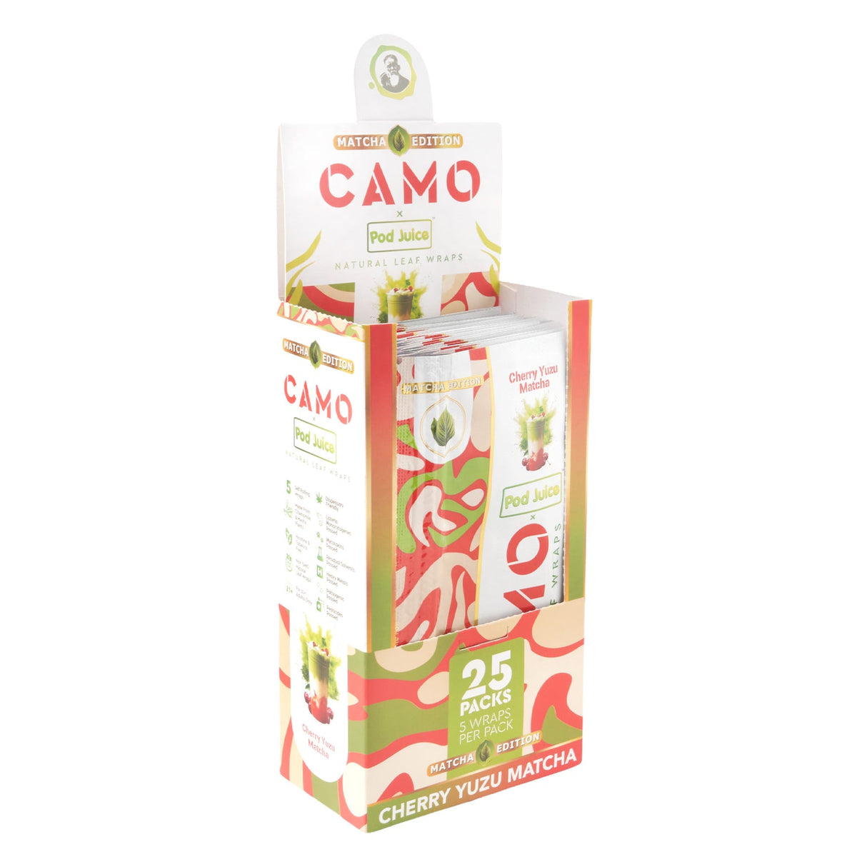 25ct Camo Natural Leaf Wraps 5pk – Matcha Series - RP404