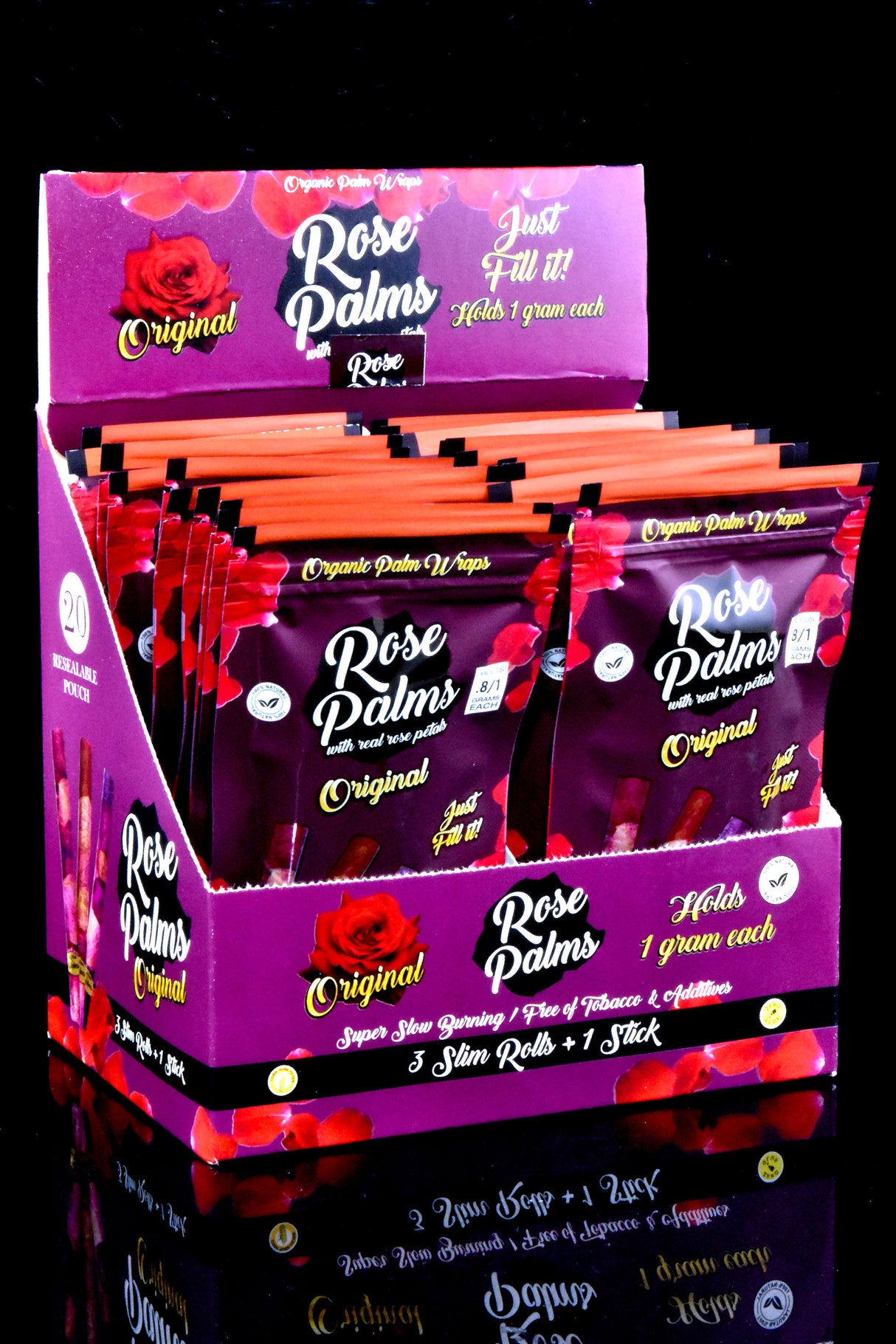 Leaf Palms “Rose Palms” Rose Petal Rolls – 3 Slim/Pack – 20-Count Display