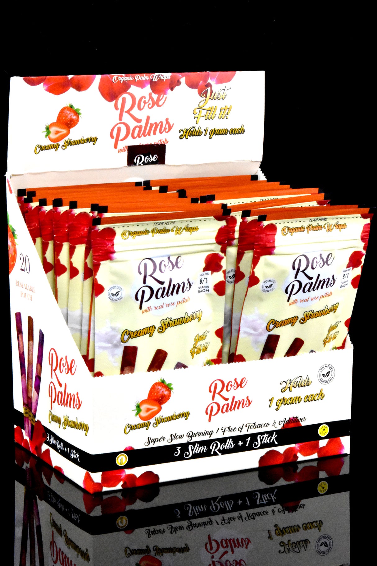 Leaf Palms “Rose Palms” Rose Petal Rolls – 3 Slim/Pack – 20-Count Display