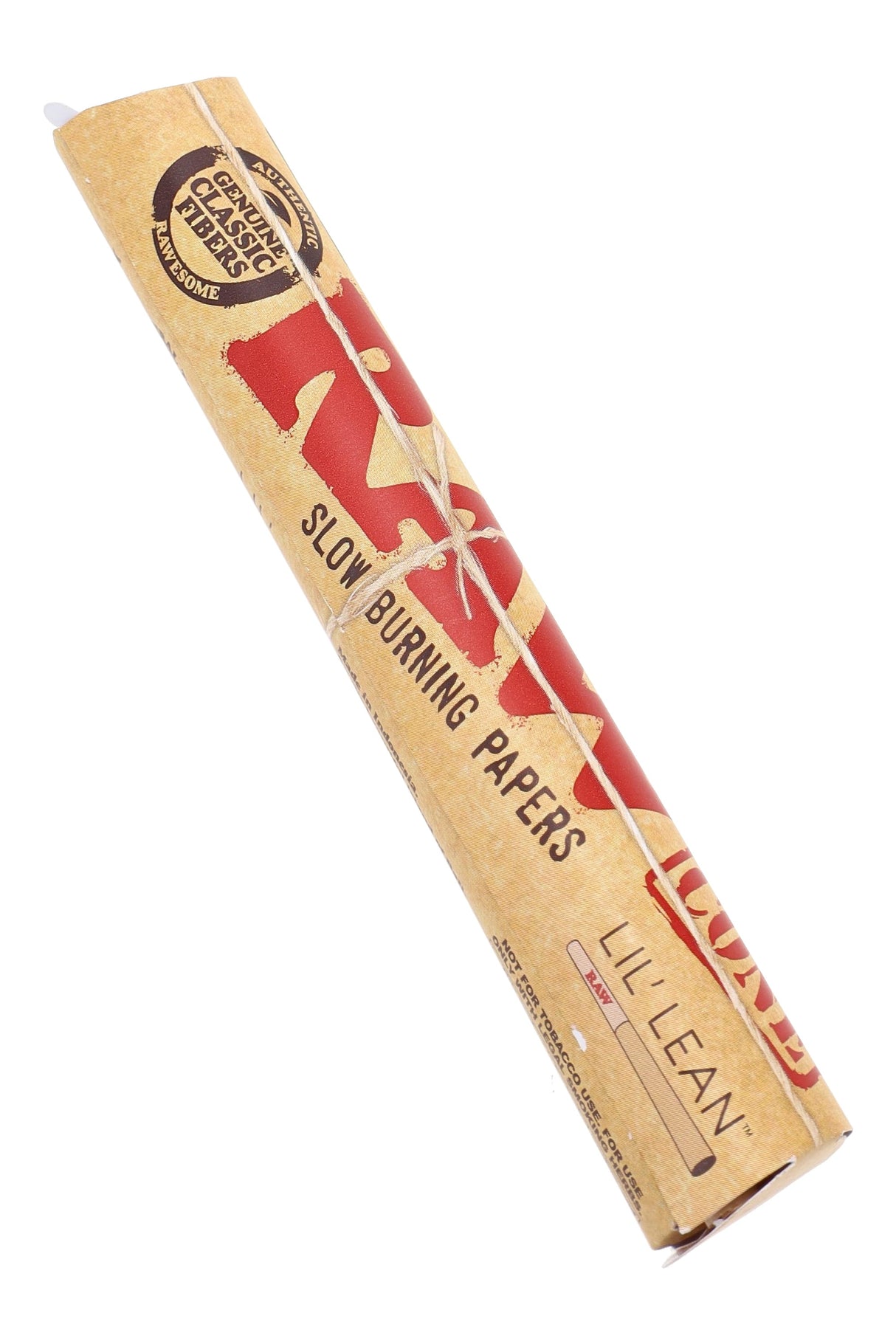 RAW Classic Lil’ Lean 6-pack cone carton with kraft finish and red RAW logo shown in angled view