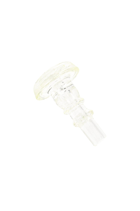 Radioactive Puffco glass joystick on white background, clear-yellow tint with rounded cap for precise airflow and stirring control.