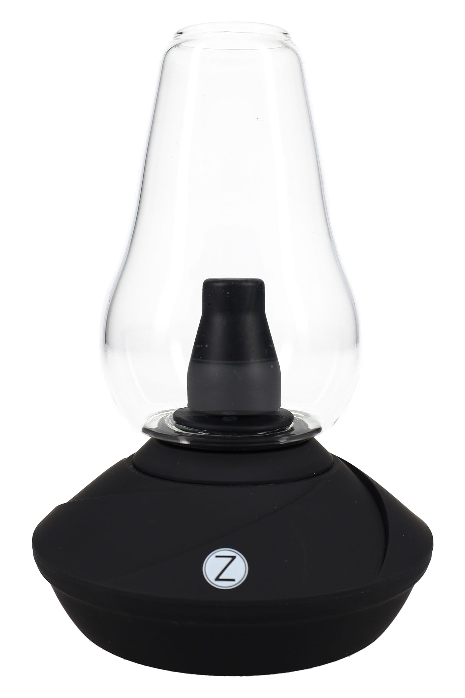 Zenco Uno desktop vaporizer in matte Onyx finish with clear glass cup and black diffuser for auto-fill vapor sessions.