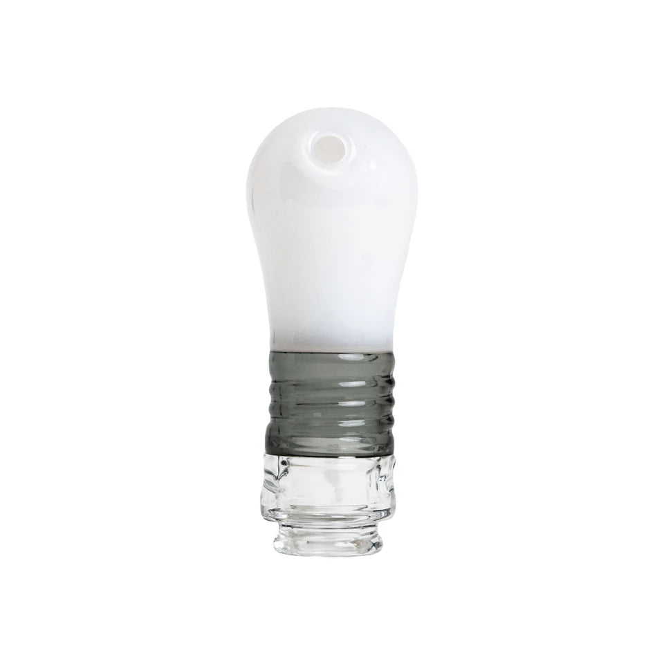 Angled view of the BigFun! Lightbowlb Pivot Top showing the mouthpiece opening near the rounded bulb tip