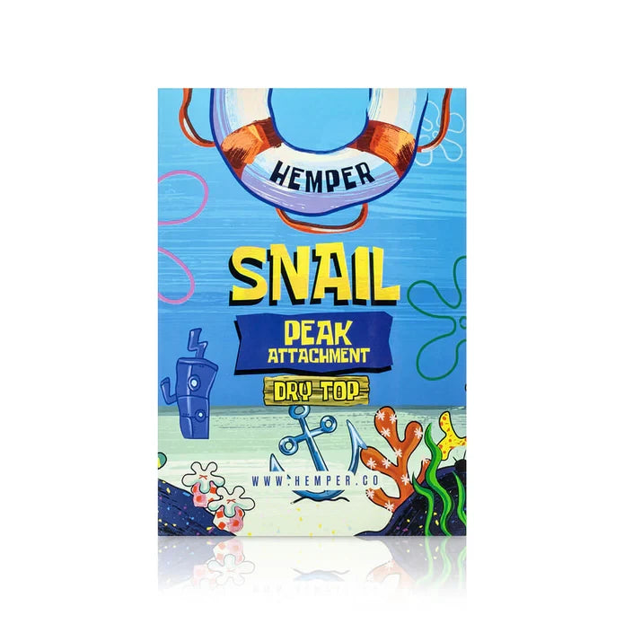 Blue HEMPER Snail Peak Attachment retail box labeled Dry Top with underwater-themed artwork