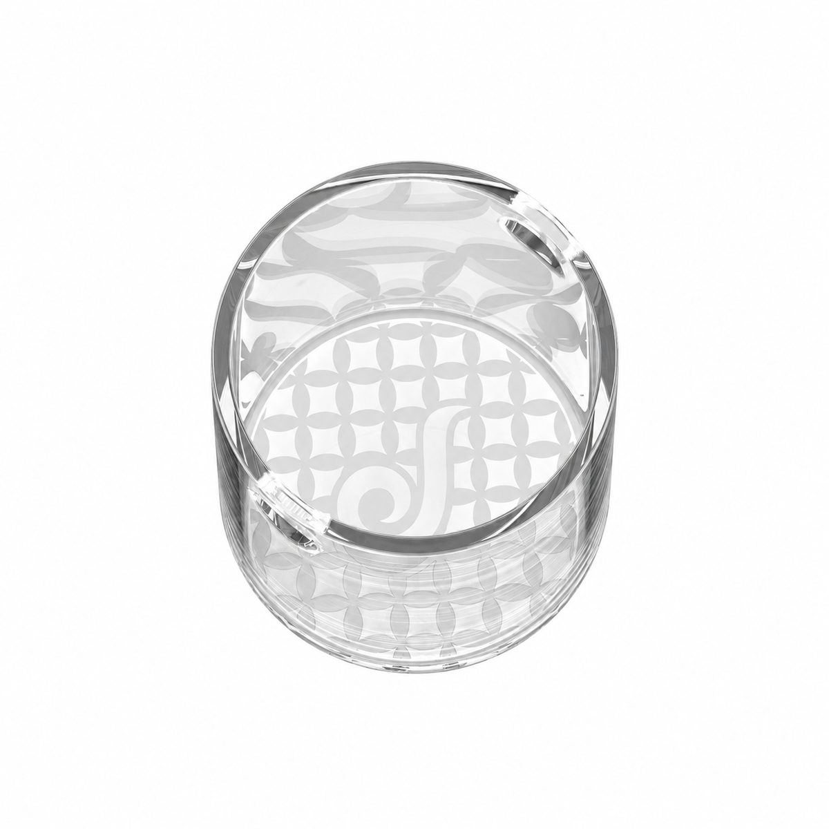 Angled view of Dr. Dabber Switch² Sapphire Plus vaporizer insert with clear cylindrical walls and patterned base