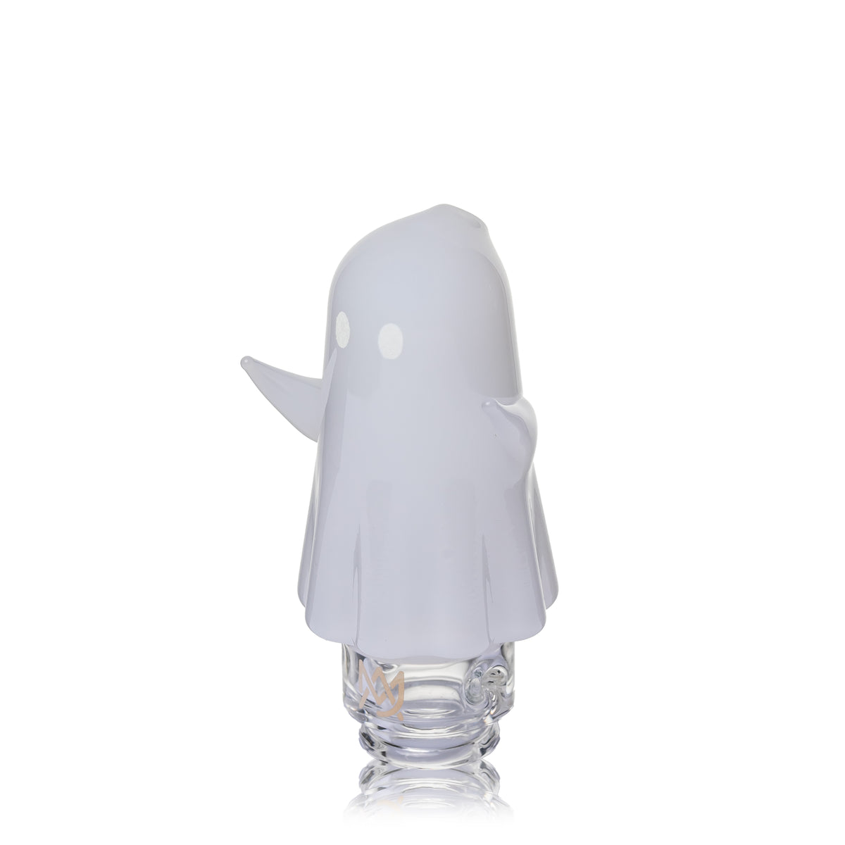 MJ Arsenal Specter Pivot glass attachment angled view showing frosted ghost body and clear branded base
