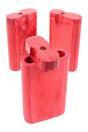 Bright red 3″ dugout with swivel lid and two chambers, pocket carry case for a one-hitter setup; bat not included.
