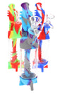 8-inch silicone and glass alien bong with clear chamber, multicolor swirled silicone, alien perc downstem, and glass herb bowl.