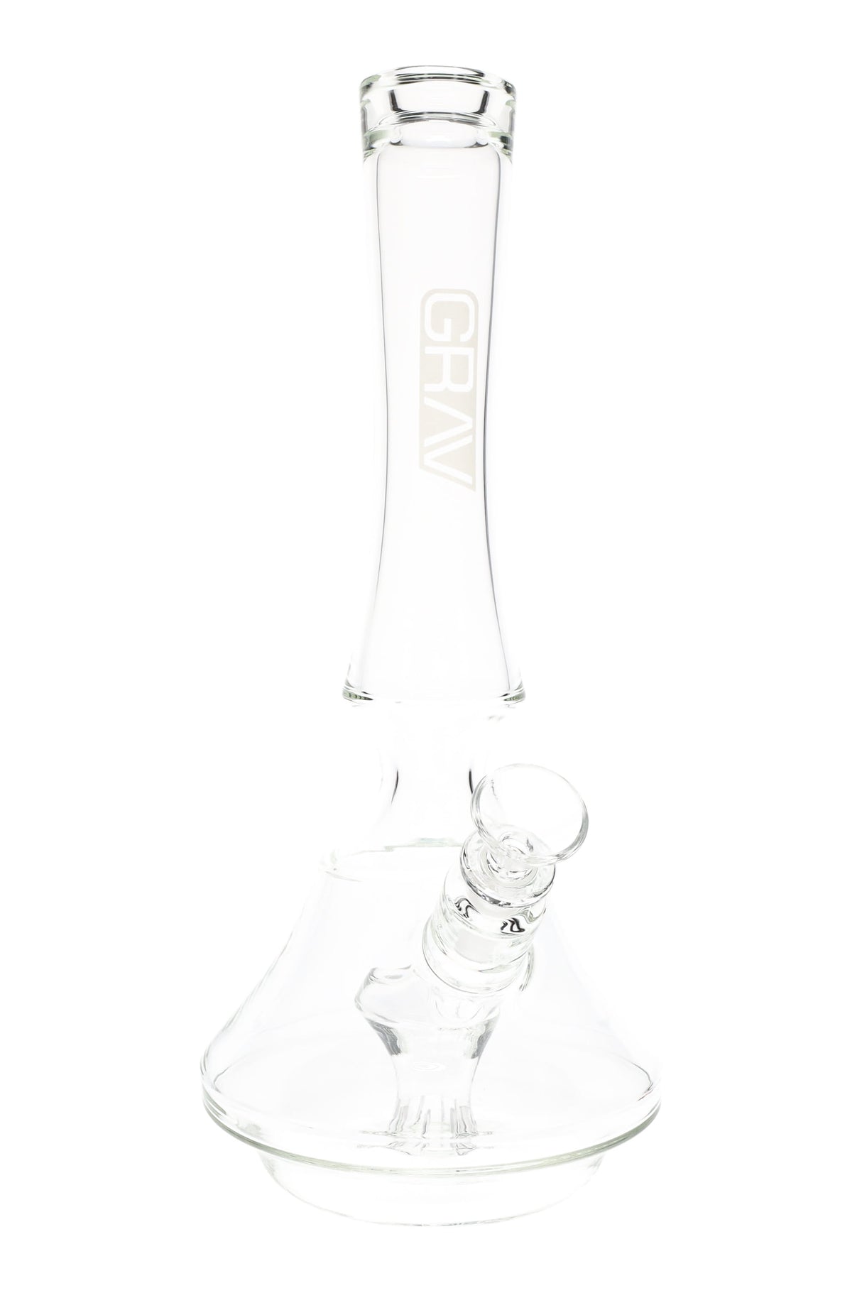Clear GRAV Empress water pipe, 13-inch beaker-style bong with 6-inch base, 14.5 mm bowl, neck restriction, and 8-cut perc for smooth pulls