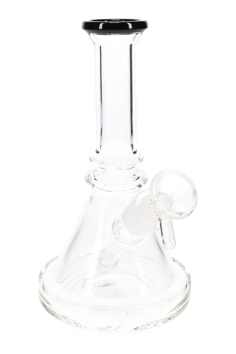 Clear 7-inch beaker with black mouthpiece rim and matrix stem, angled GoG joint visible near the base.