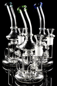 Small Glass on Glass Stemless Recycler Water Pipe with Showerhead Perc - WP2990
