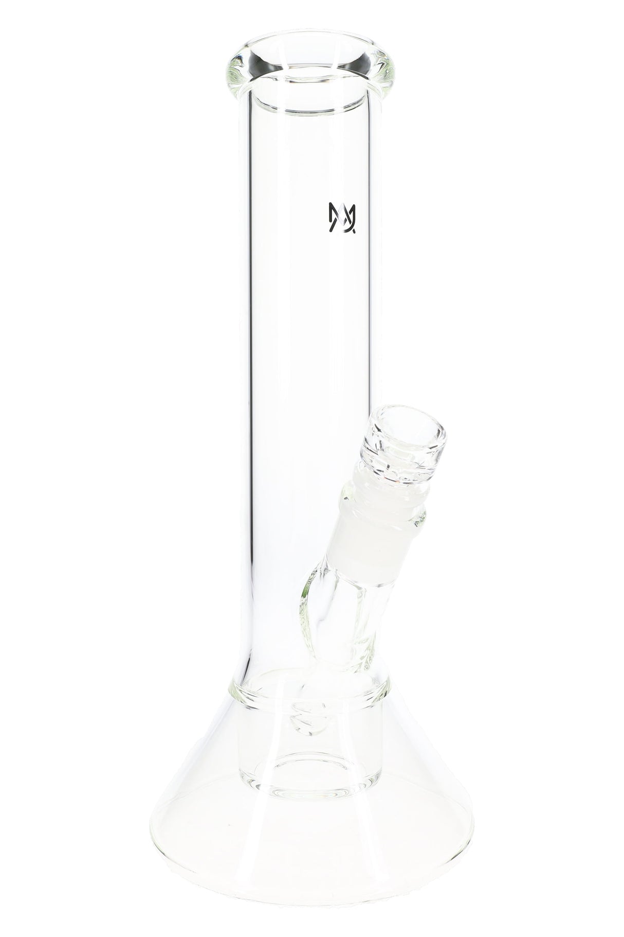 Clear 11″ MJ Arsenal Laguna glass bong with beaker base and flower bowl shown in angled front view