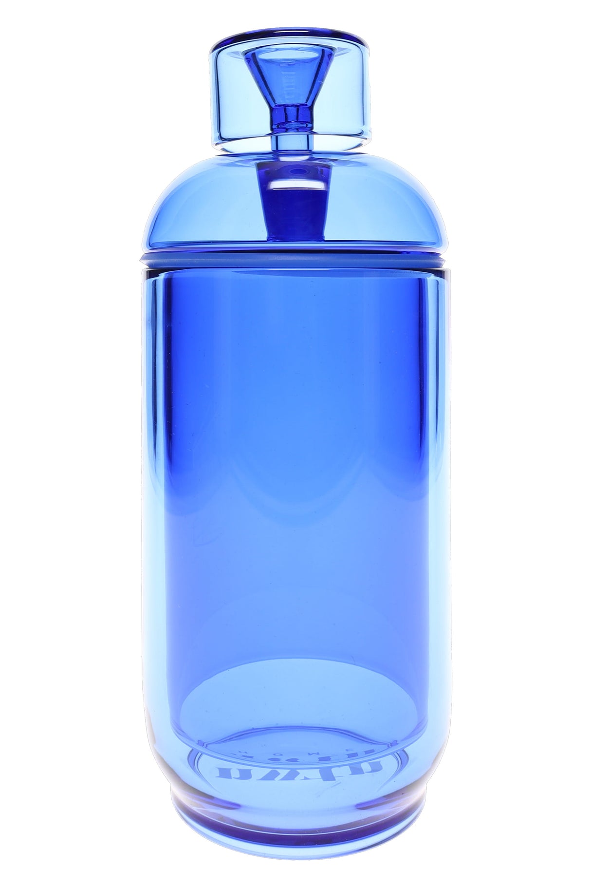 Blue 8″ NWTN Home Vesper gravity bong shown in straight-on tabletop product view