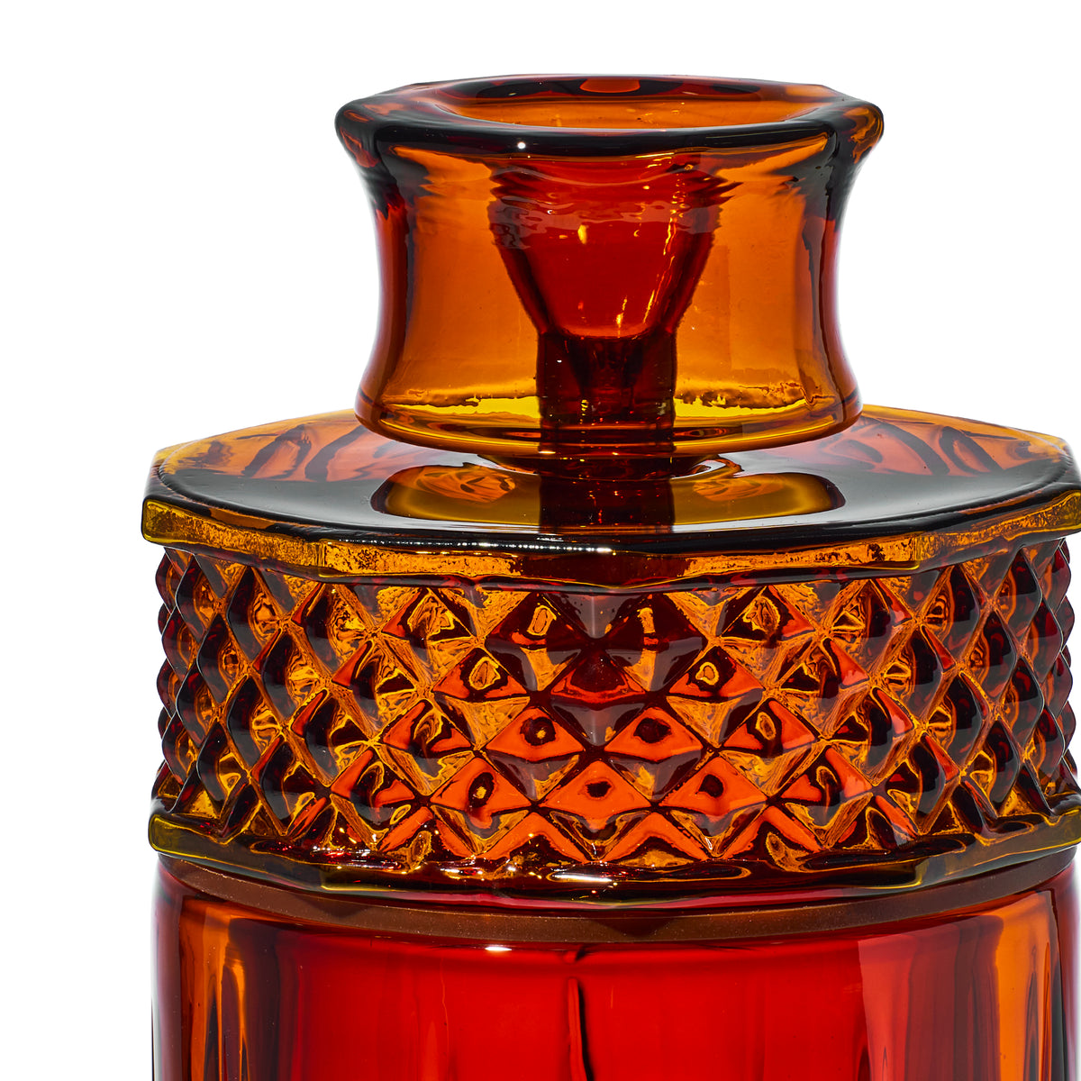 Close-up of NWTN Home Highball gravity bong with diamond-cut glass collar and removable 14 mm bowl