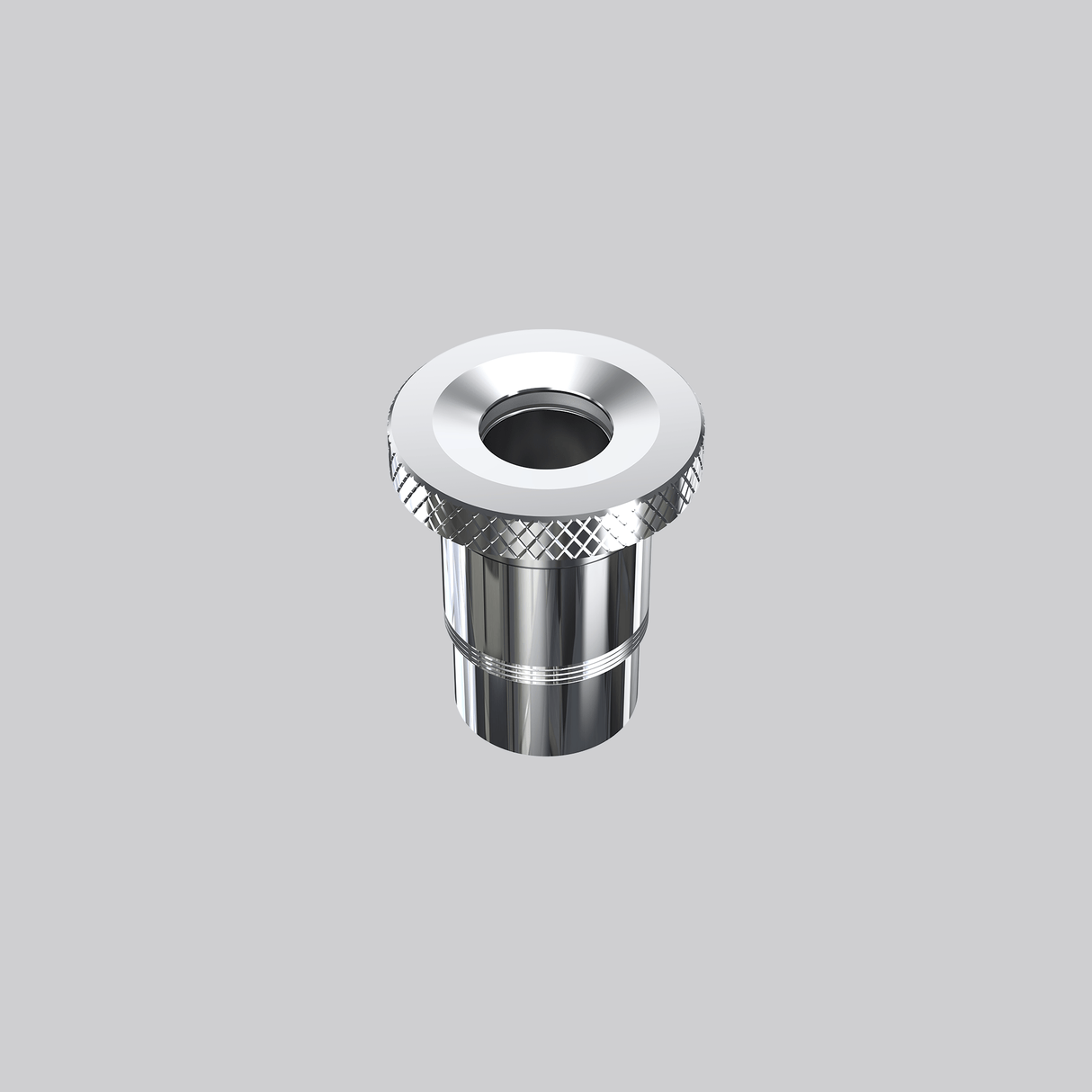 Silver quartz atomizer for Dr. Dabber XS concentrate e-rig with textured rim and cylindrical chamber design