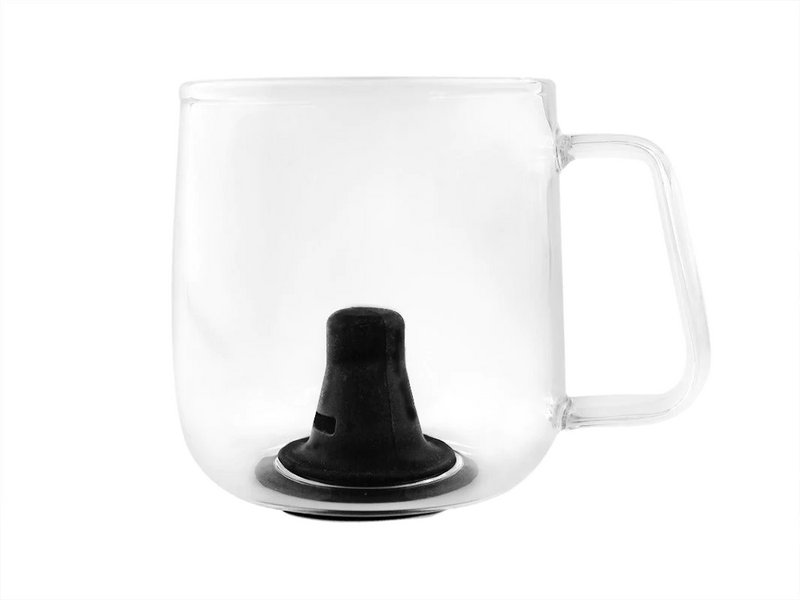 Single Zenco Cafe replacement glass with clear mug-style handle and rounded vapor cup shape
