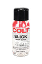 Clear 8.9-oz COLT Slick Body Glide water-based personal lubricant in a squeeze bottle with black cap, close-up retail product photo.