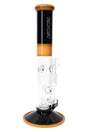 ROOR Tech 14-inch straight tube bong in black and amber colorway with showerhead perc and wide colored base.