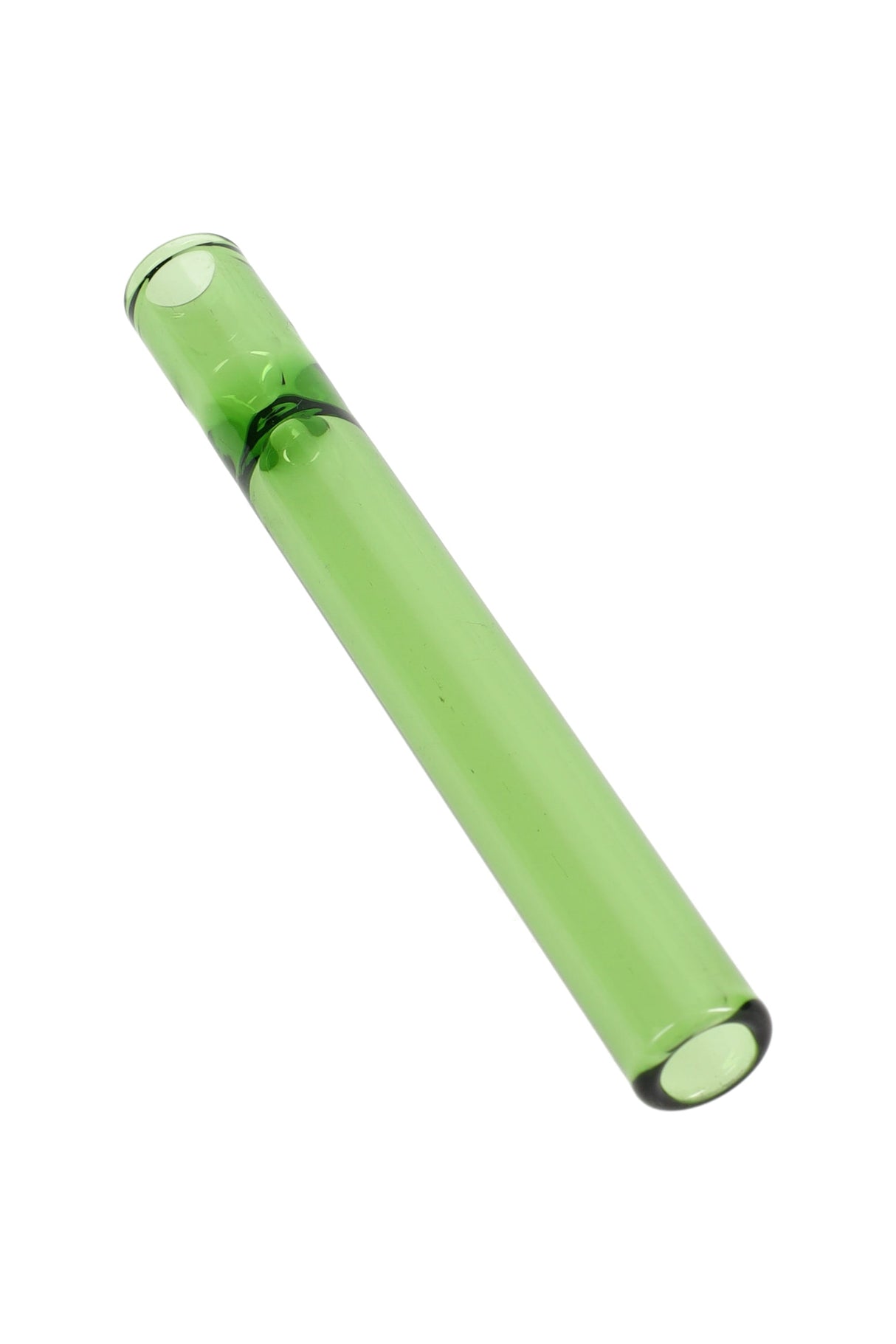 Light-green 4″ glass one-hitter bat featuring center pinch and rounded mouthpiece, minimalist product shot.