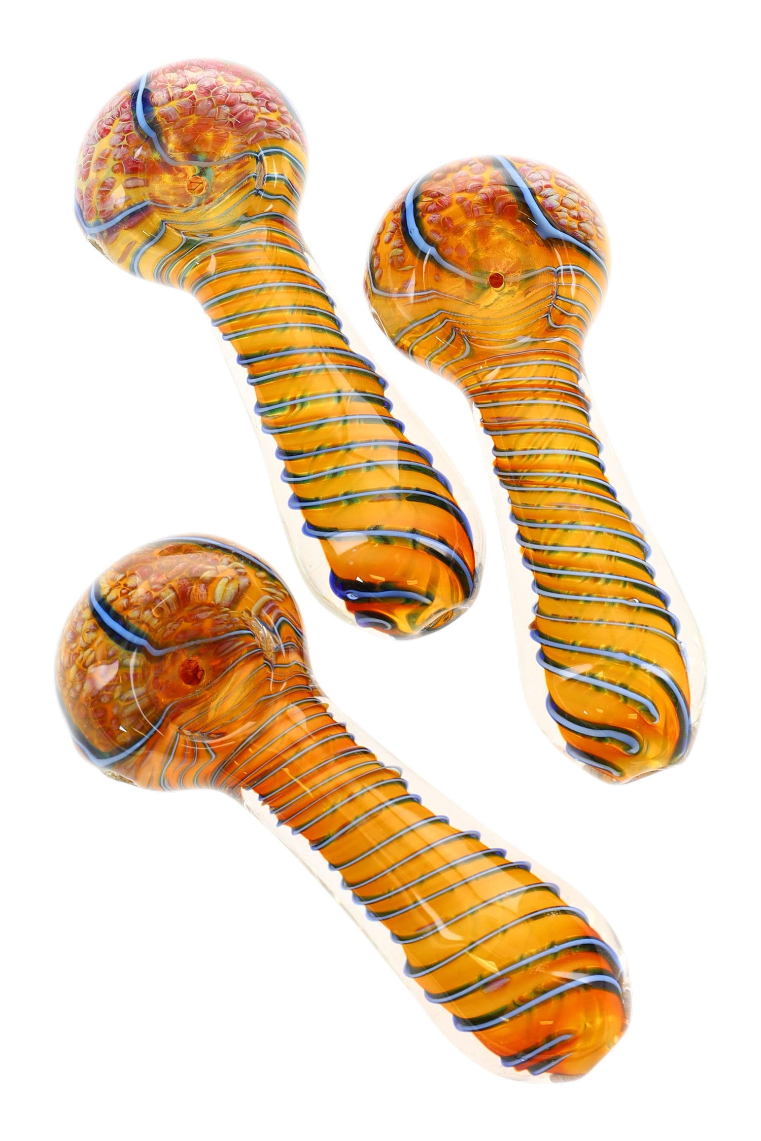 Color Changing Frit Spiral Striped Glass Hand Pipe “Twist Pop” – Assorted Colors