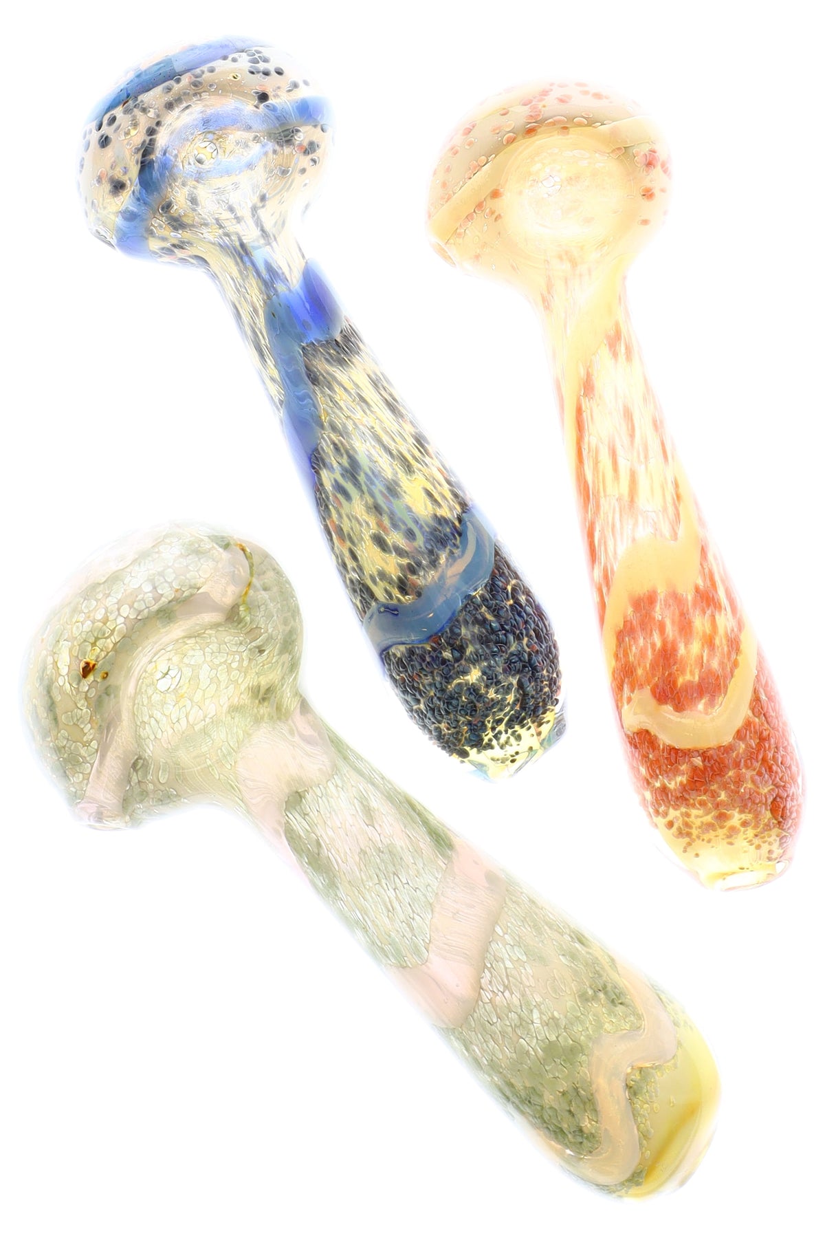 4" Silver Fumed Frit Striped Glass Pipe - P2381