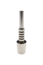 Stainless steel dab straw tip with 18.8 mm connection and straight barrel, machined grip rings near the base, shown on a white background.