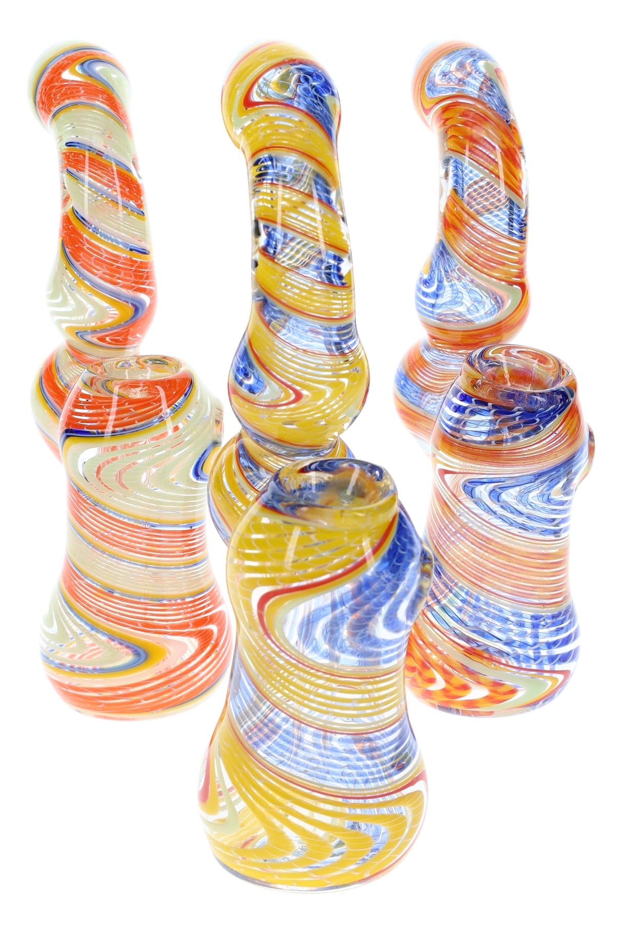 6.5-inch color-changing rasta-striped glass Sherlock bubbler with compact water chamber and flared base; multicolor patterns vary; sold individually.