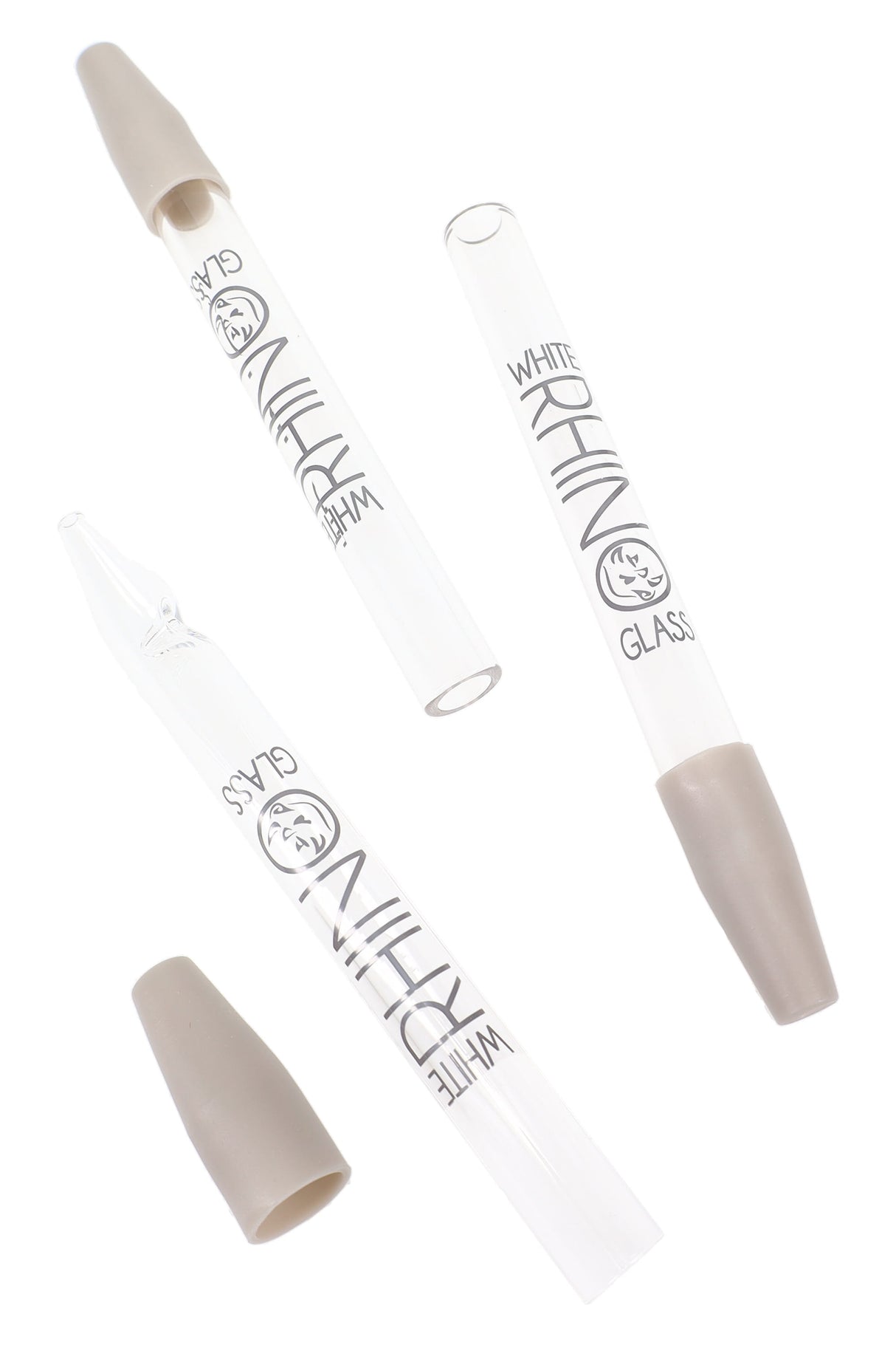 White Rhino Quartz Glass Dab Straw with Silicone Cap