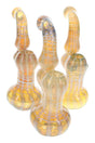 7-inch silver-fumed color-changing net Sherlock glass bubbler with compact water chamber and flared base; assorted hues; sold individually.