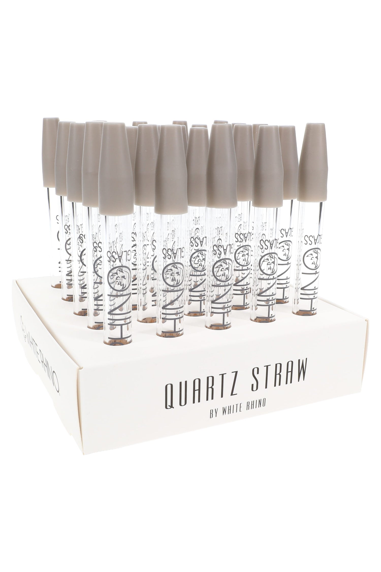 White Rhino Quartz Glass Dab Straw with Silicone Cap