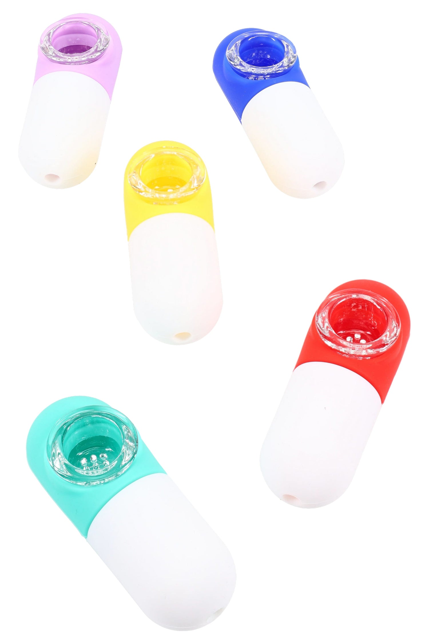 Silicone Pill Hand Pipe “Pocket Capsule” – 3″ – Glass Screen Bowl – Assorted Colors