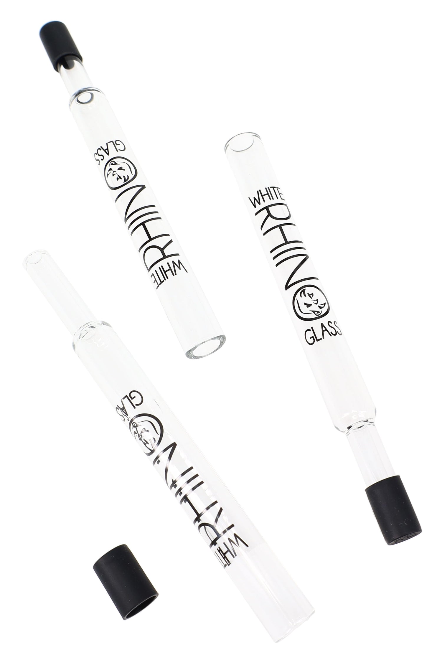 White Rhino Pyrex Glass V2 Dab Straw with Silicone Cap