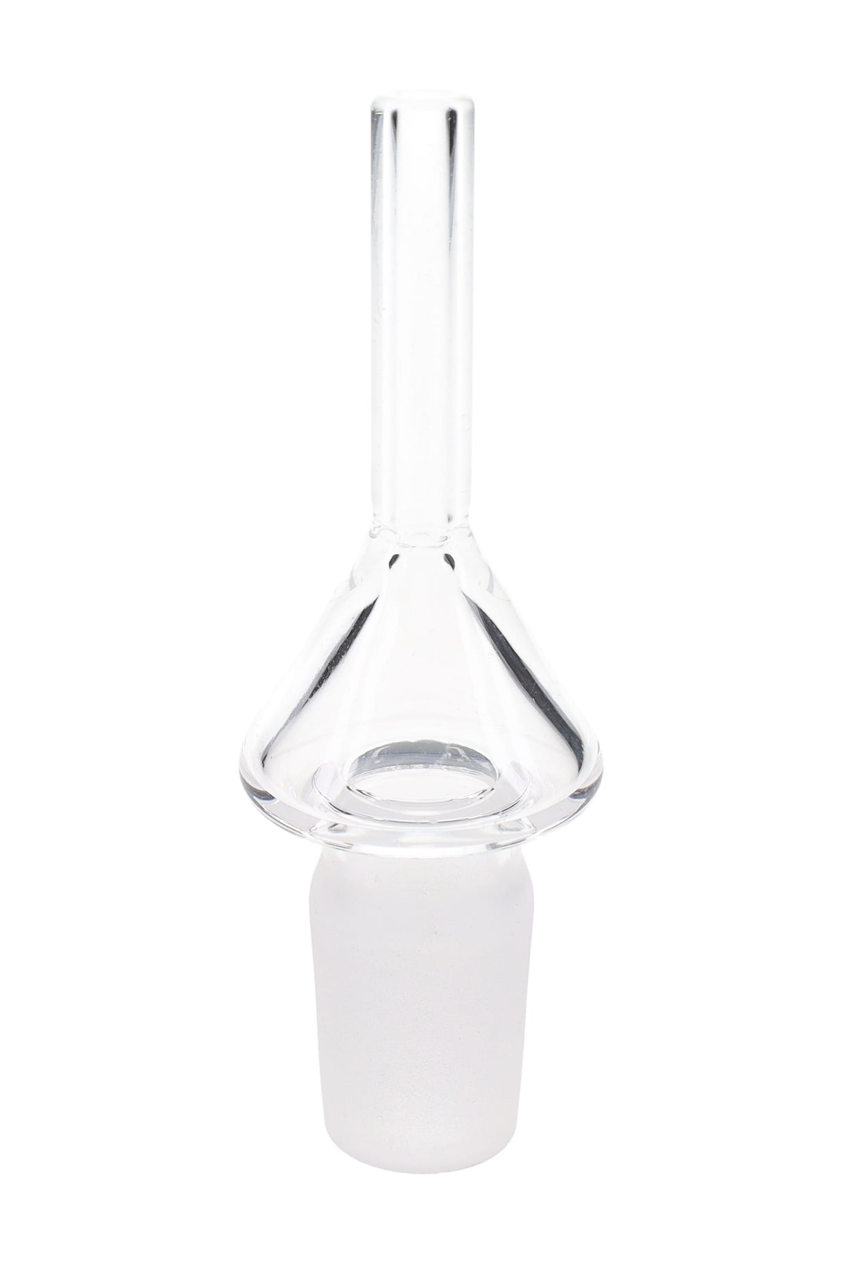 Clear quartz 18.8 mm dab straw replacement tip with ground-glass joint and straight tube for concentrate use.