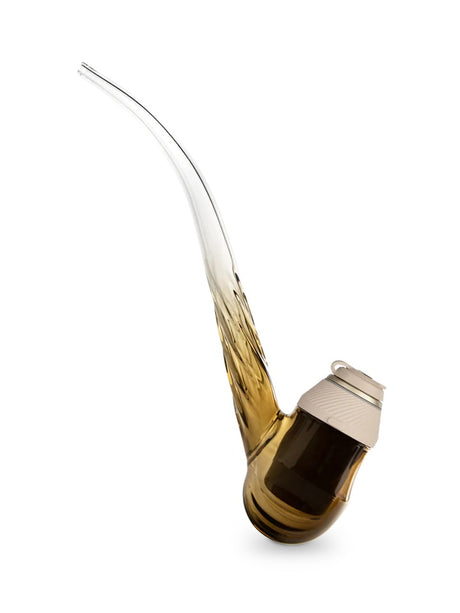 Puffco Proxy Wizard Desert attachment displayed vertically with Proxy core inserted, highlighting the tall curved glass stem and fit.