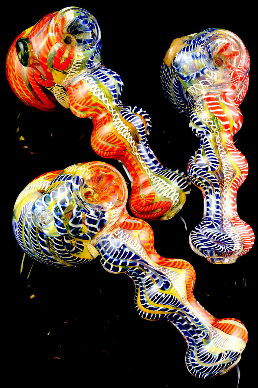 Large Color Changing Striped Hammer Bubbler - B899