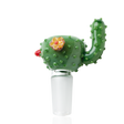 Green cactus-themed glass bong bowl with 14.5 mm male joint and textured nubs; US-made Empire Glassworks accessory shown on white.