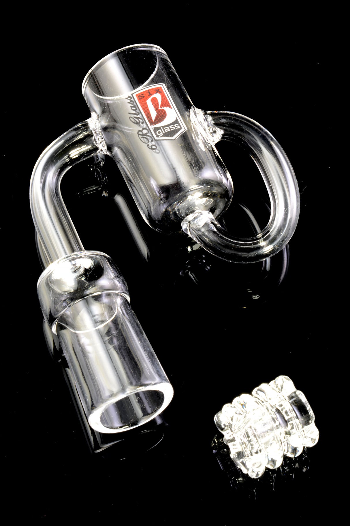 6B Glass terpcycler bucket with gear insert displayed; recycler chamber feeds bucket; fits 14.5 or 18.8 mm joints.
