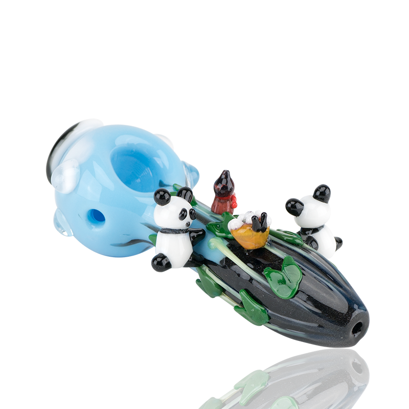 (US Made) 4.5" Small Climbing Pandas Spoon Pipe - P2396