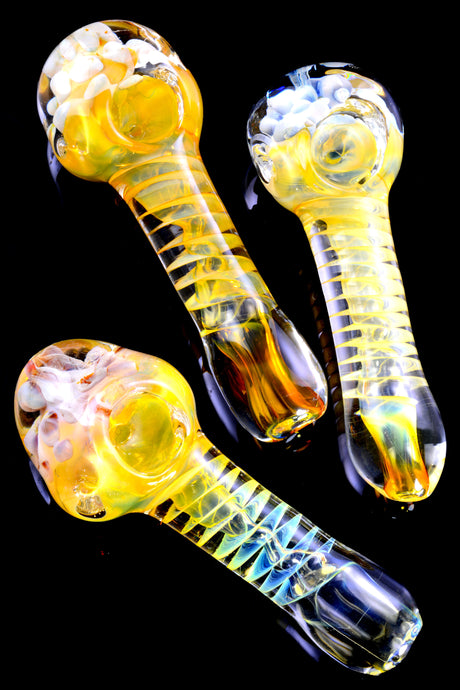 Gold Fumed Color Changing Spiral Glass Pipe - P2477