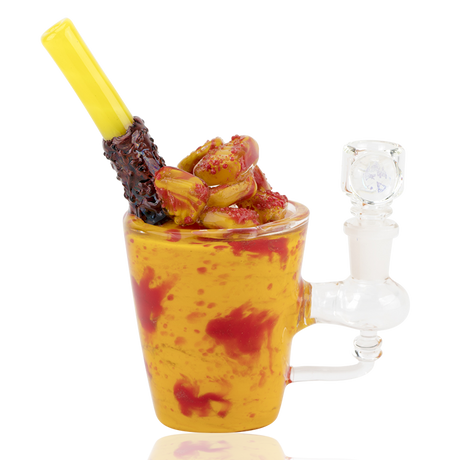Front view of US-made Mangonada mini rig, 6½-inch cup-style body with sculpted fruit and clear female joint.
