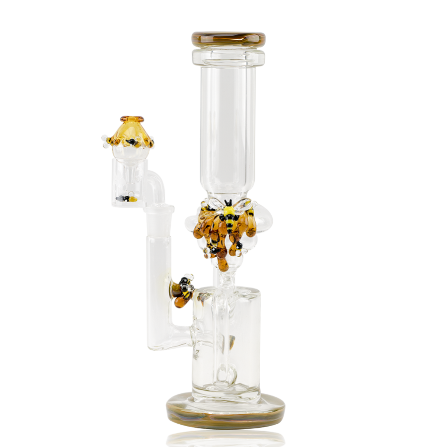 (US Made) "Save the Bees" Beehive Recycler Dab Rig - WP2422