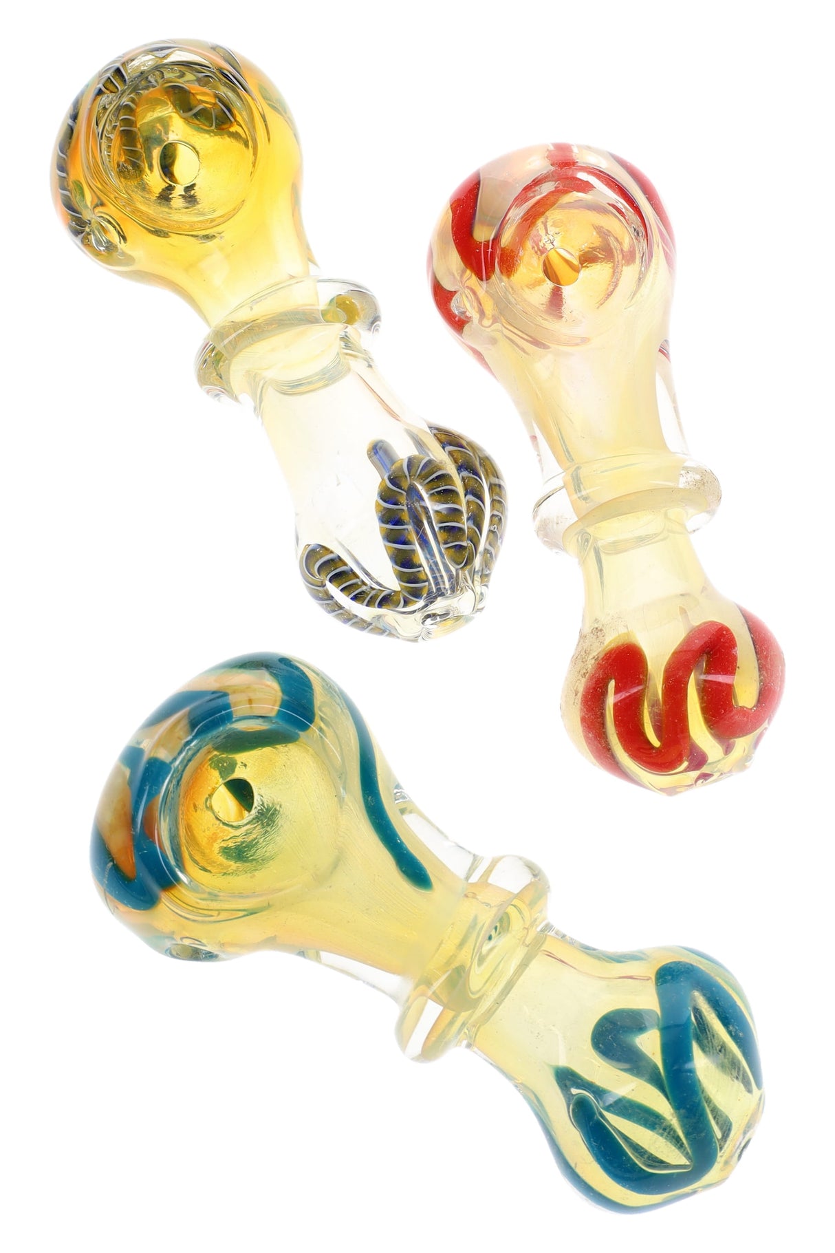 3.5" Color Changing Squiggle Striped Ring Glass Pipe - P3169