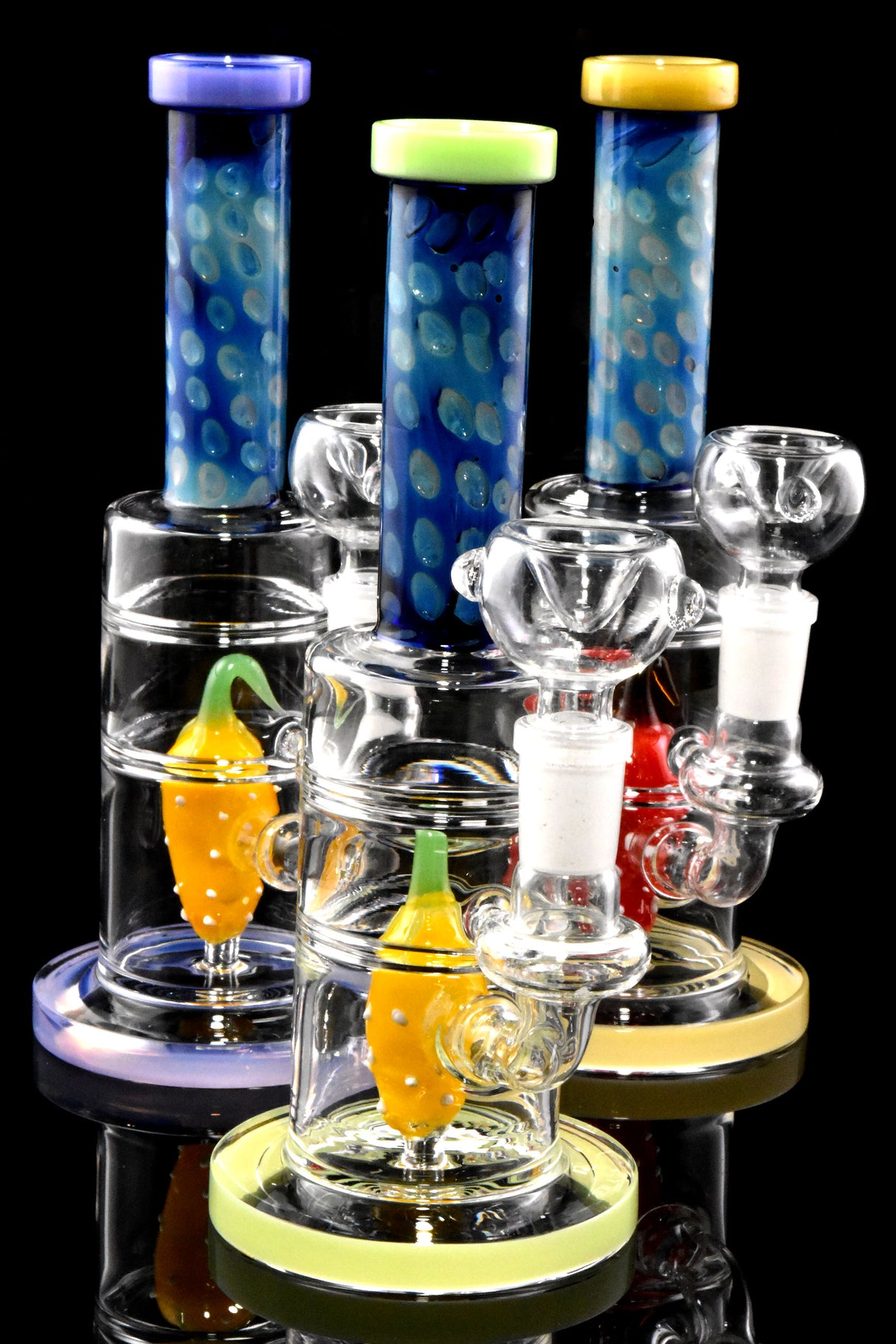 8" Small Stemless GoG Neon Straight Shooter Water Pipe with Fruit Perc - WP3090