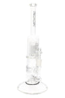 ROOR Tech 15-inch clear straight shooter water pipe featuring barrel perc, stemless design and ROOR Tech decal, with glass bowl attached.